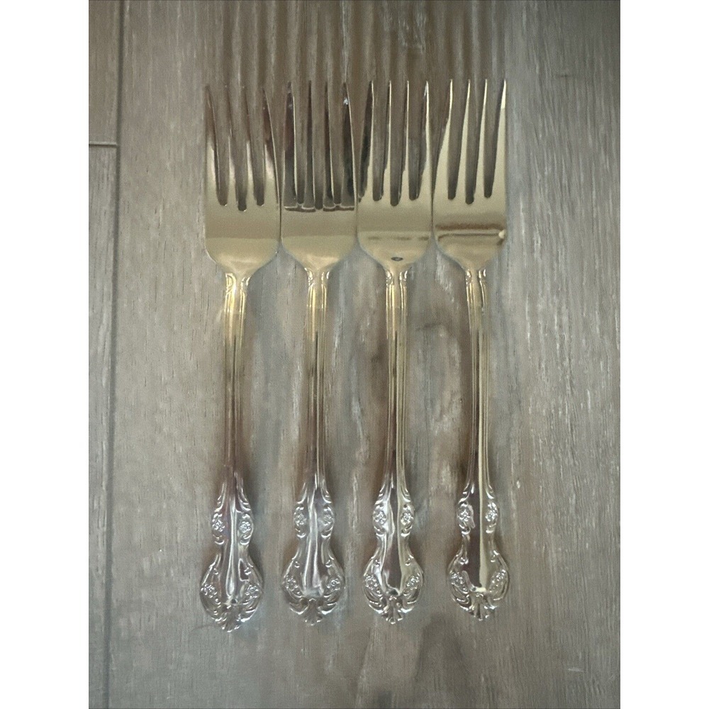 Vtg Wallace Camden 4 Salad Dessert Fork Lot Stainless Flatware 18/10